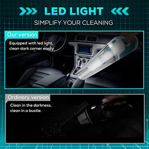 PEGOVO Car Vacuum Cleaner High Power 9000PA, Mini Portable Handheld Vacuum, Corded Wired Hand Vacuum Cleaner for Cleaning-Deep Detailing Cleaning Kit with LED 6