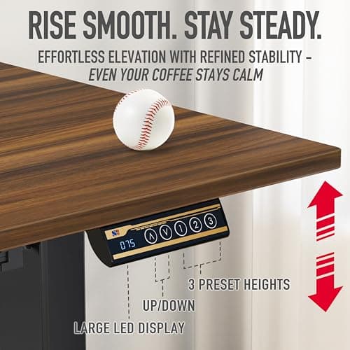 SHW 48-Inch Electric Height Adjustable Standing Desk with Drawer, Memory Preset and Cable Management Tray, Walnut 7