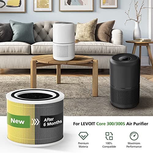 Core 300 Pet Care Replacement Filter for LEVOIT Core 300 Core300-P Core 300s VortexAir Air Purifier, 3-in-1 HEPA and Activated Carbon, Core 300-RF-PA, 2 Pack, Yellow 8