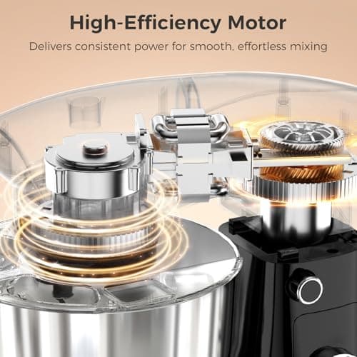 OSTBA Stand Mixer, 5QT+5.5QT Two Bowls Electric Kitchen Mixer, 10+P Speed Dough Mixer with Whisk, Beater & Dough Hook, Dishwasher Safe, Black 5