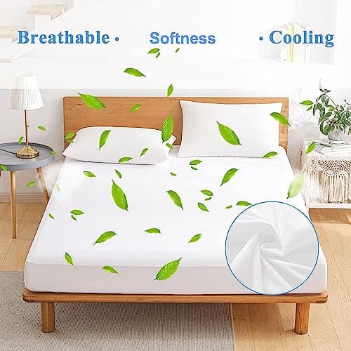 Softhour 2 Pack Twin XL Size Premium Waterproof Mattress Protector,Soft Breathable College Dorm Pad Cover,Noiseless Bed Cover - Stretch to 21''Fitted Deep Pocket Protection 5