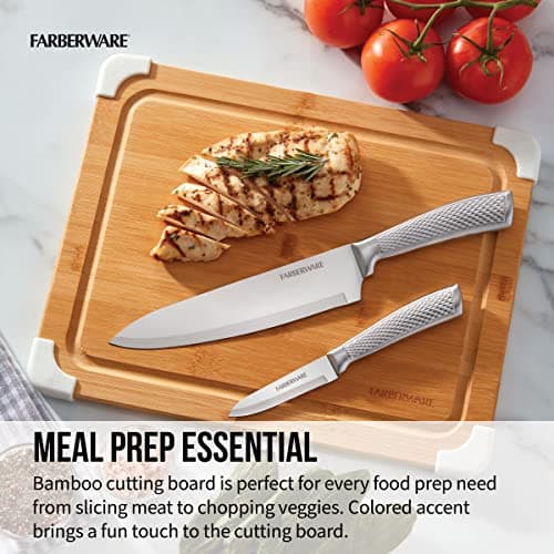 Farberware Nonslip Bamboo Cutting Board with Juice Groove, 11x14 Inch, White 7