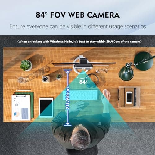 TOALLIN 2K QHD Webcam with Windows Hello, Facial Recognition Web Camera, 5 Million Pixels, Auto-Focus Computer Camera, USB Webcam with Microphone & Privacy Shutter 5