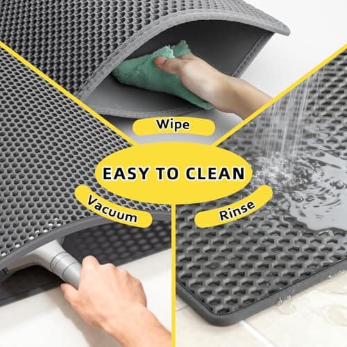 Kaxionage Cat Litter Mat, 15"X24" Small Double Layer Litter Trapping Mat, Waterproof/Urineproof, Easy to Clean Kitty Litter Mats for Floor, Scatter Control (Grey-1Pack) 7