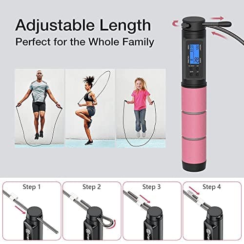 Jump Rope, H Handio Jump Rope with Counter, Workout Jumping Rope with Steel Ball Bearings, Adjustable Length Speed Skipping Rope for Men Women Kids Home Gym, Crossfit, Fitness Exercise 6