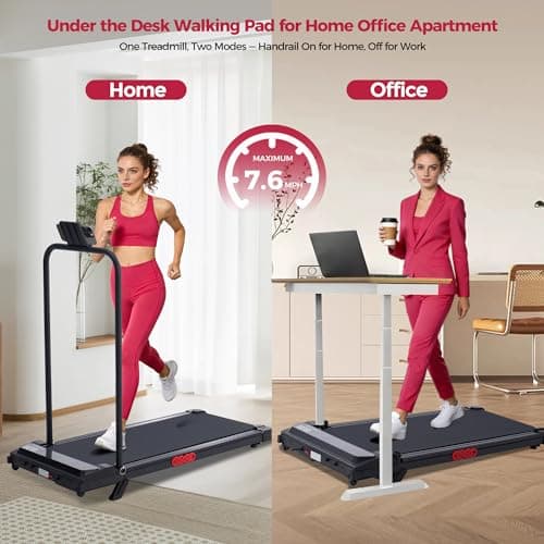 Walking Pad with Handle Bar, 3.0HP Foldable Folding Treadmills for Home Small, 3 in 1 Portable Treadmill with Handles, Small Walking Pad Treadmill Home with Remote Control, 320LB Capacity 7