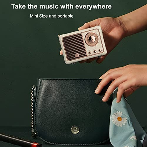 Dosmix Retro Bluetooth Speaker, Vintage Decor, Portable Wireless Bluetooth Speaker, Cute Old Fashion Style for Kitchen Desk Bedroom Office Outdoor Accessories for iPhone Android (Yellow) 6