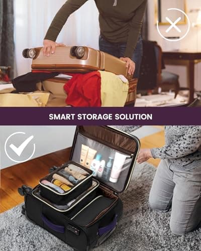 LOVEVOOK 4 Pcs Carry On Luggage 22x14x9 Airline Approved, 20 Inch Carry On Suitcases with Wheels, Softside Rolling Suitcase for Women Men, with TSA Lock Weekender Travel Luggage 8