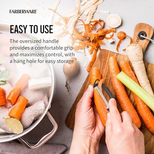 Farberware Pro2 Vegetable Peeler, Euro Peeler with Razor-Sharp Stainless Steel Blade, Swivel Peeler for Potatoes, Fruits, and Vegetables, Built-In Bud Remover, Dishwasher Safe 5