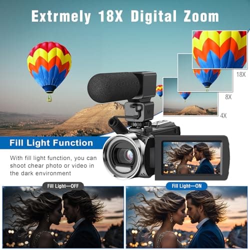 Video Camera Camcorder FHD 1080P 36MP Vlogging Camera for Youtube Video Recorder 3.0" 270 Degree Rotation Screen Video Cameras for Filming with Microphone,32GB SD Card and 2 Batteries 6
