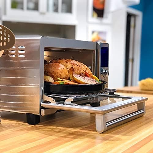 Nuwave Bravo Air Fryer Toaster Smart Oven, 12-in-1 Countertop Convection, 30-QT XL Capacity, 50°-500°F Temperature Controls, Top and Bottom Heater Adjustments 0%-100%, Brushed Stainless Steel Look 7