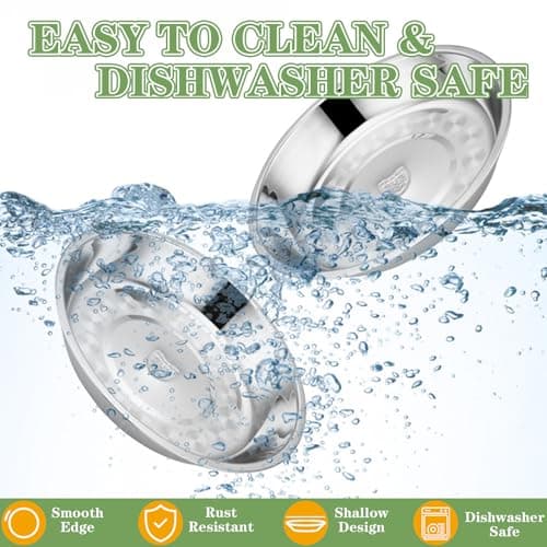 3Packs Cat-Bowls Cat Food Bowl - Thickened 6.2 Inch 304 Stainless Steel Cats Feed Bowl for Indoor Cats Shallow and Wide Whisker Fatigue Relief Pet Feeding Plates for Kitten Puppy Small Dog 5