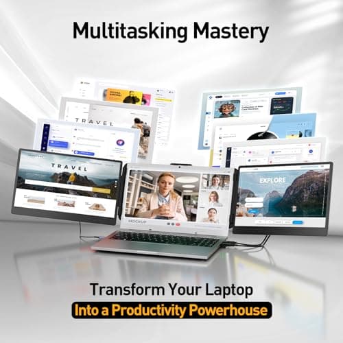 KEFEYA Laptop Screen Extender, 14.2" Portable Triple Monitor for Laptop with Full HD IPS Display, Monitor Extender Compatible with Mac, Windows, Chrome, Fits 13-17 Inch Laptops 7