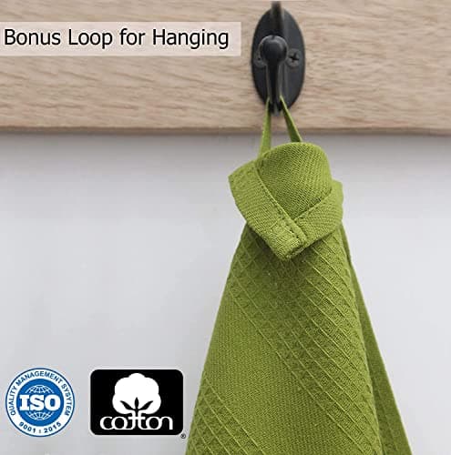 Cotton Craft 12 Pack Multicolor Kitchen Towels 16x28 Inches- Pure Cotton, Absorbent Waffle Weave 3