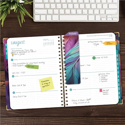 HARDCOVER Academic Year 2025-2026 Planner: (June 2025 Through July 2026) 8.5"x11" Daily Weekly Monthly Planner Yearly Agenda. Bookmark, Pocket Folder and Sticky Note Set (Pastel Peacock) 6