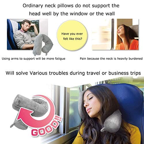Lucear Travel Pillow Neck Pillows Travel Essentials Traveling on Airplane Twist Memory Foam, Bus, Train at Home(Grey Memory Foam) 7