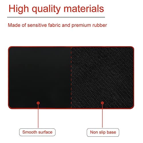Large Gaming Mouse Pad Mat 11.8x23.6 Inches with Red String Stitched Edge Non-Slip Rubber Base Washable Resilient for Office Home Computers Laptop Table Mouse Pads Mats Accessory 7