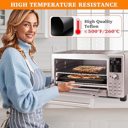 Air Fryer Liners Reusable Teflon Mats Compatible with Nuwave Bravo xl Air Fryer Toaster Smart Oven, Baking Sheet Liners AirFryer Accessories for Nuwave 12-in-1 30qt Oven, 5 Pcs, 9x13 inches 6