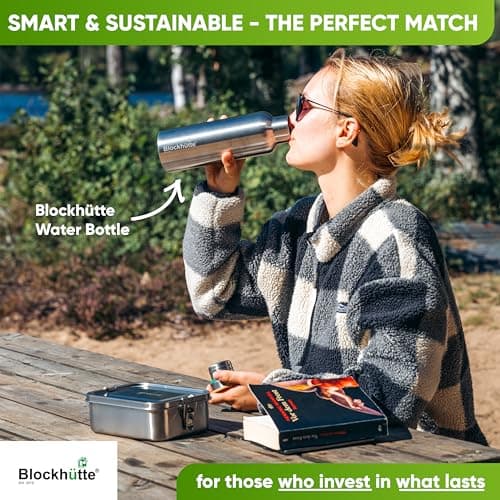 Blockhütte Stainless Steel Lunch Box I 27oz I with free sealing I Bento Box 3 Compartments, Leak-Proof Food Containers, Metal Lunchbox for Travel & Work, Eco-Friendly Meal Storage Solution 7