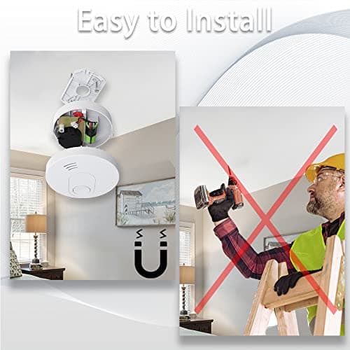 Andyssey Smoke Detector, Wireless Smoke Alarm with 10 Year Life Time, Photoelectric Fire Alarm with Battery with Low Battery Failure Warning Button, Fire Alarm Smoke Detector UL Listed, GS526A 6 Packs 7