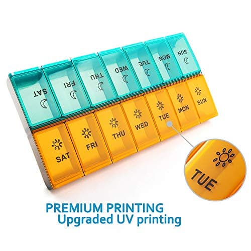 Mossime XL Large Daily Pill Organizer 2 Times a Day, Extra 7 Day Pill Box Am Pm, Weekly Day Night Vitamin Holder, Medicine Organizer, Big Pill Container, Medication Dispenser 14 Compartments 3