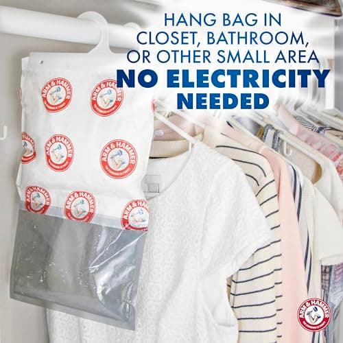 Arm & Hammer Hanging Moisture Absorber and Odor Eliminator, 16.1 oz., 6 Pack, Clean Burst, Moisture Absorbers for Closet and Small Rooms, Long-Lasting Freshness 5