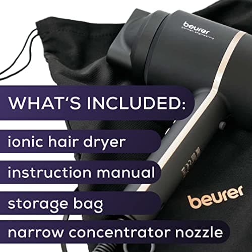 Beurer HC35 Compact Hair Dryer 1500-Watt Blow Dryer Ionic Technology Reduces Frizz Lightweight and Portable Travel Hair Dryer with 4 Temperature and 3-Speed Settings & Cold Air Function (Black) 13