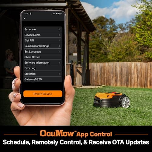 LawnMaster OcuMow™ VBRM701YAMIDR Perimeter Wire Free Robot Lawn Mower Cuts 1/6 Acre Optical Navigation,Obstacle Avoidance Auto-Charging Station, No Go Function, WiFi & Bluetooth Connection APP Control 6