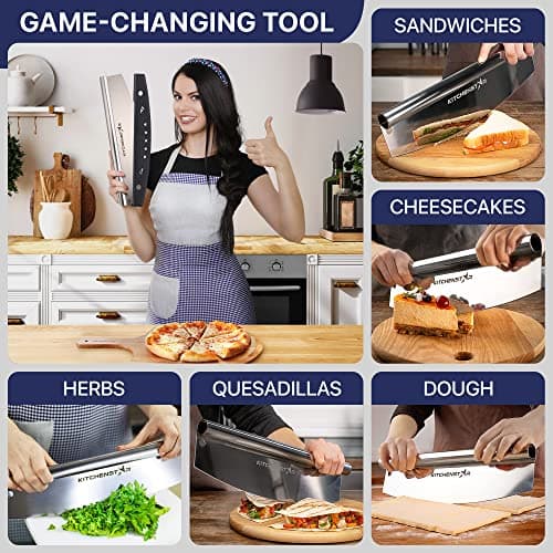 KitchenStar 12-Inch Pizza Cutter Rocker Blade - Sharp Stainless Steel Slicer Knife, Protective Cover, Dishwasher Safe, Small - Professional Pizza Oven Accessories 7