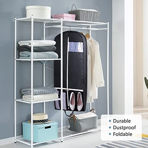 SLEEPING LAMB 43'' Gusseted Garment Bags for Travel Breathable Suit Bags for Men Travel with Two Mesh Pockets, Black 7