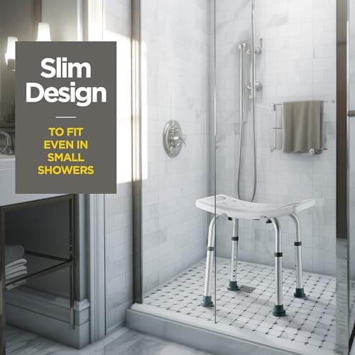 Medical king Shower Chair - with Back Scrubber & Additional Sponge - Tool Free Shower Chair for Elderly - with 8 Adjustable Heights - Portable Anti Slip Bath Chair for Elderly 5