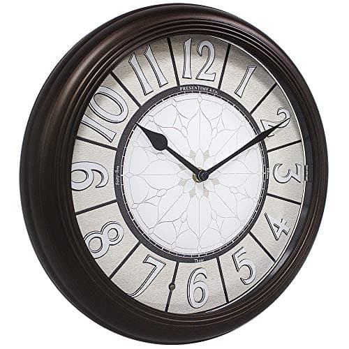 Presentime & Co. 12.6" Illuminated Farmhouse Wall Clock, Silent Battery Operated Night Light Wall Clock with Smart LED Sensor for Living Room, Bathroom, Kitchen, Home Office, Oil Rubbed Bronze Finish 5