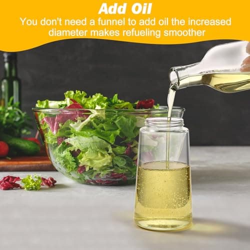 2 Pack Olive Oil Sprayer for Cooking - 2 in 1 Oil Dispenser and Oil Sprayer - 16.5oz/470ML Glass Spray Bottle with Premium Nozzle,Leak Proof Oil Dispenser Bottle for kitchen,Air Fryer,Salad,Grilling 5