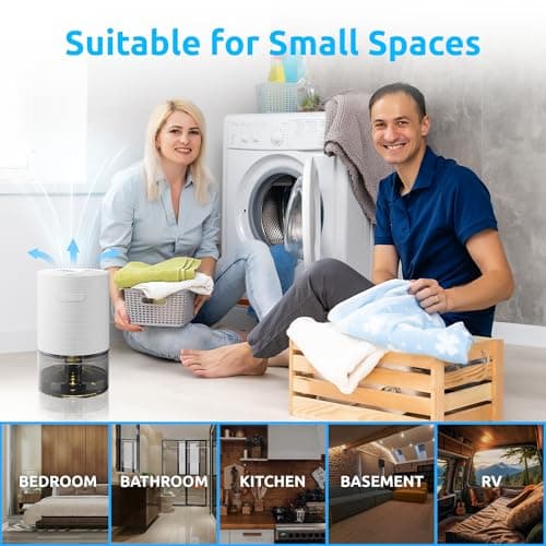 Ion Pure Dehumidifiers for Home and Small Spaces, 25oz (750ml) Tank | Quiet Small Dehumidifier for Bathroom, Bedroom, Closet, RV, Basement and More | Compact with 7 LED Colors 5