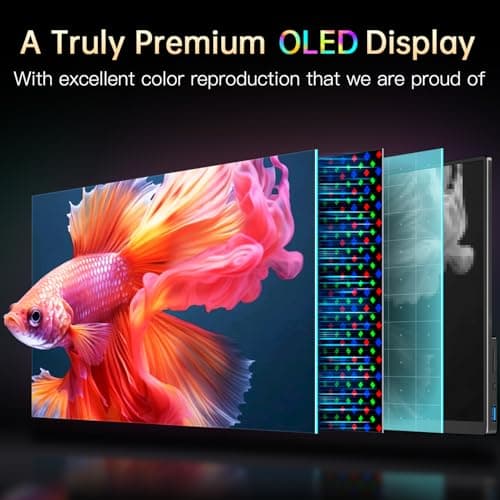 VOKENSU Portable Monitor OLED 4K 3840×2400, 14" Ultra Slim Travel Monitor, 400+ Nits |100% DCI-P3 | 1000000:1 Contrast, HDMI USB C External Monitors for Laptop Mabook PC 2