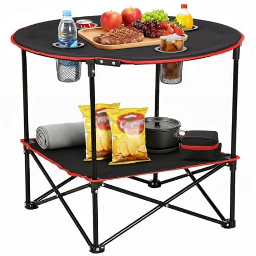 ZENY Portable Folding Picnic Table Outdoor Camping Table with 4 Cup Holders and Carrying Bag Collapsible Portable Tables Folding for BBQ Outdoor Fishing