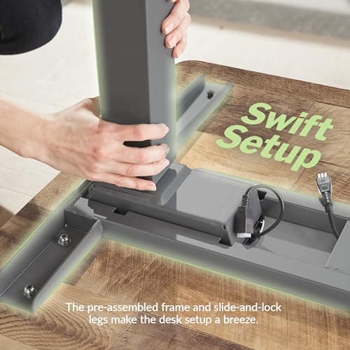 Vari ComfortEdge 60x30 Inch Adjustable Electric Standing Desk – Sit Stand VariDesk with Memory Presets, Sloped Edge, 200 LB Capacity + Tool-Free Assembly (Reclaimed Wood) 5