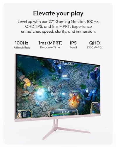 Pixio PX275 Wave Pink 27 inch 100Hz Refresh Rate QHD 1440p Resolution IPS Panel 1ms MPRT Response Time Gaming Monitor with Adaptive Sync 2