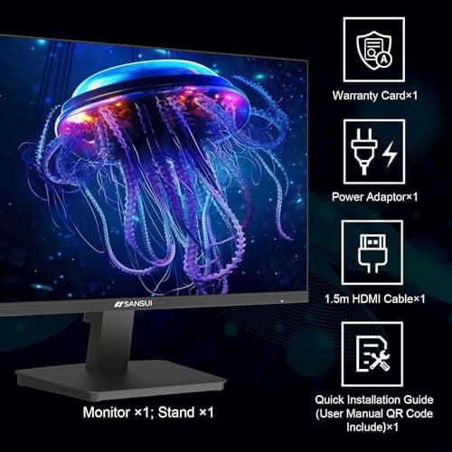 SANSUI 27 Inch Computer Monitor 120Hz, FHD 1080P Flat Monitor, HDMI DP Ports FreeSync, HDR 110% sRGB, Tilt Adjustable Frameless VESA Compatible for Office and Home (ES-27F2, HDMI Cable Included) 7