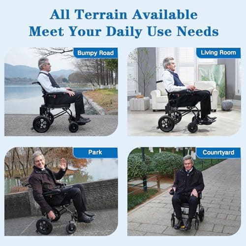 RehabRolls Electric Wheelchairs for Adults Lightweight Foldable, Compact Portable Motorized Power Wheelchair for Travel, Airline Approved 43lb (Black) 6