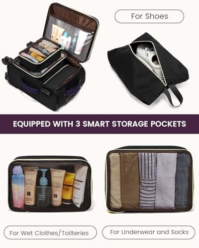 LOVEVOOK 4 Pcs Carry On Luggage 22x14x9 Airline Approved, 20 Inch Carry On Suitcases with Wheels, Softside Rolling Suitcase for Women Men, with TSA Lock Weekender Travel Luggage 6