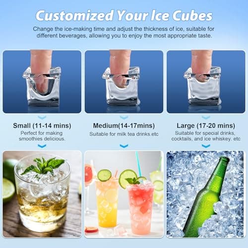RAPSUAR Under Counter Ice Maker, Ice Maker Machine Commercial, 120Lbs/24H with 35lbs Storage Bin, 40Pcs Cubes in 10Mins, Built in Ice Machine for Home Office Commercial 6