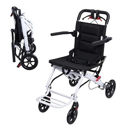 Wheelchairs for Adults Lightweight Foldable – Ultra Lightweight Transport Wheelchair, Portable Folding Transfer Chair for Seniors, Adolescents and Children, Narrow Wheelchair for Tight Spaces & Travel 8