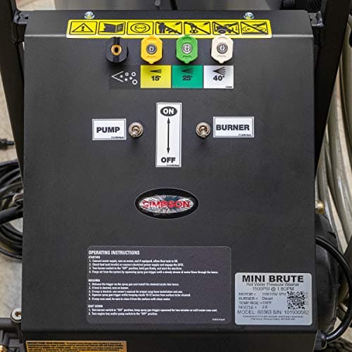 Simpson Cleaning 1500 PSI Electric Pressure Washer, 1.8 GPM Power Washer for Hot Water Use, 50-Foot Steel-Braided Insulated Hose, Mini Brute, 49-State (MB1518) 5