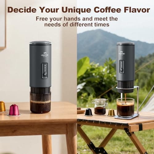Uiifuidy Portable Coffee Maker, 3 in 1 Electric Espresso Machine Set, Rechargeable Self-Heating Brewer with Carrying Bag and Coffee Stand for Office Camping, Hiking 7