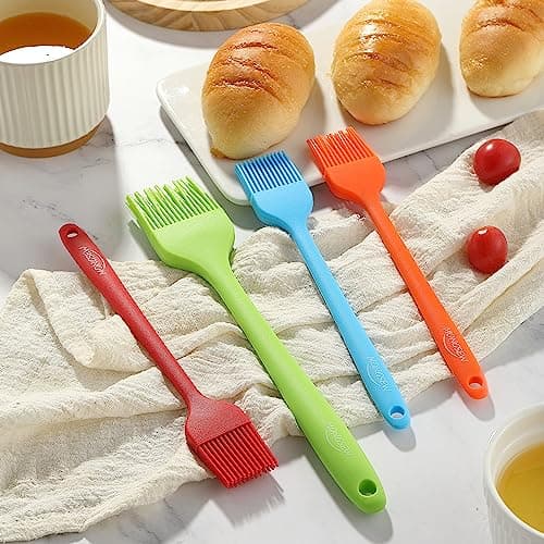 4PCS Silicone Basting Pastry Brush, MONGSEW Heat Resistant Food Brush Spread Oil Butter Sauce for BBQ Grill Baking Kitchen Cooking, BPA Free, Dishwasher Safe (Multicolor, 4 Pcs) 7