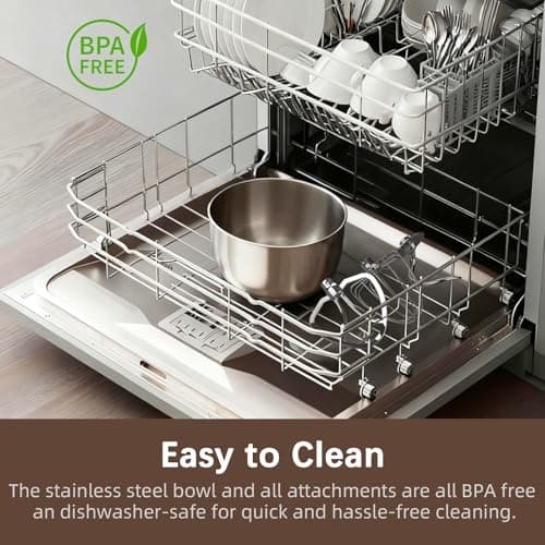 CKEMU Stand Mixer, 9-Quart Stainless Steel Bowl, 660W Professional Power, Multiple Speed Options, Sturdy Design, Easy to Clean, Lifetime Support, SM-1550(Caramel) 6