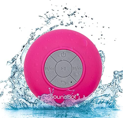 SoundBot® Waterproof Shower Speaker HD Water Resistant Bluetooth Handsfree Portable with Loud Clear Sounds 6+hrs of Playtime, Wireless Suction Cup Small Durable for Outdoors Travel Home SB510 (Pink)