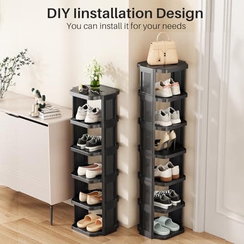 Kitstorack 8-Tier Vertical Plastic Shoe Rack, Freestanding Stackable Storage Organizer for Small Closets and Tight Spaces 7