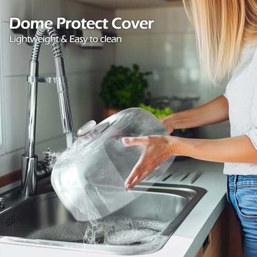 MASTERTOP Cake Stand with Dome Cover - 6 in 1 Cake Stand with Lid, Multi-Functional Wood Serving Platter/Cake Plate/Salad Bowl/Nachos/Punch Bowl, Wedding Cake Stands for Dessert Table 6